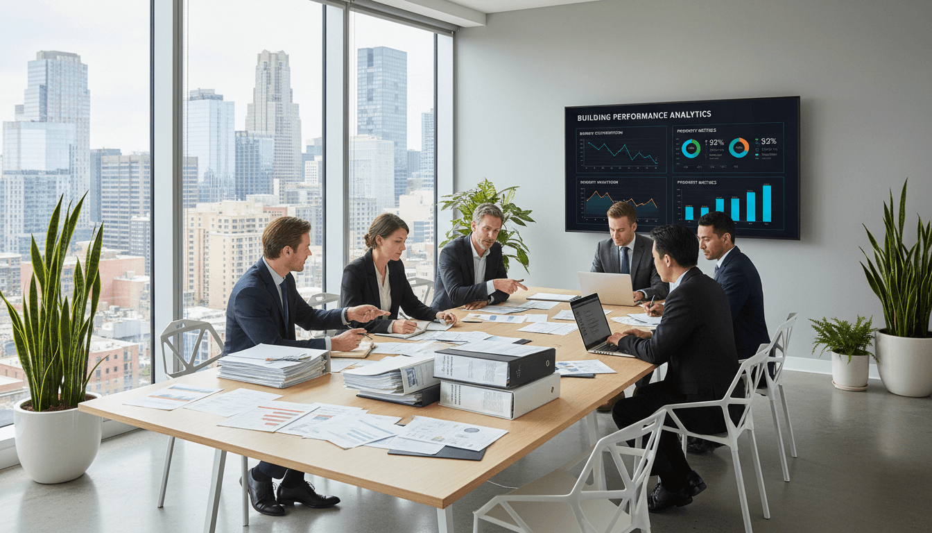 Regulatory consultants in a modern office reviewing medical device compliance documents